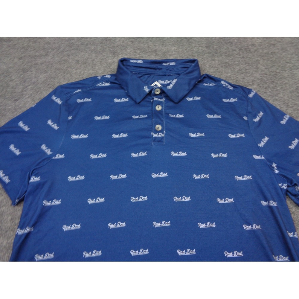Burlebo Polo Shirt Mens M Blue RAD DAD AOP Print Performance Lightweight Golf